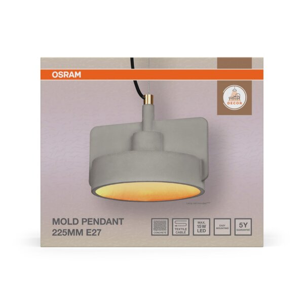Wandleuchte Dunkelgrau Beton E27 L:22,5 cm OSRAM
