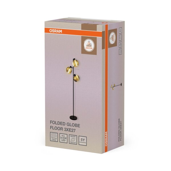 Stehlampe Gold Schwarz Stahl E27 H:180 cm modern OSRAM