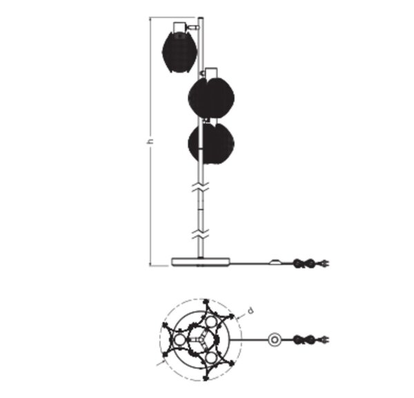 Stehlampe Gold Schwarz Stahl E27 H:180 cm modern OSRAM