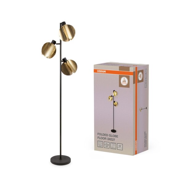 Stehlampe Gold Schwarz Stahl E27 H:180 cm modern OSRAM