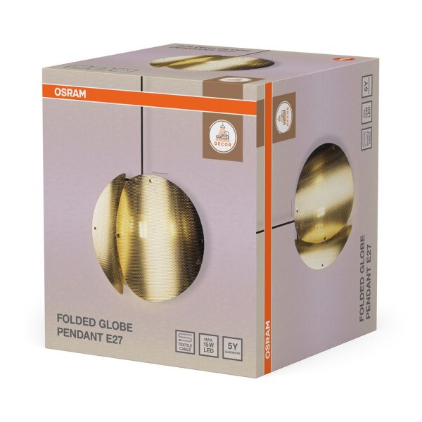 Runde Hängelampe Schwarz Stahl Gold E27 Ø38 cm OSRAM