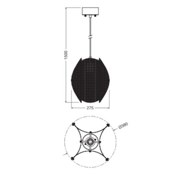 Runde Hängelampe Schwarz Stahl Gold E27 Ø38 cm OSRAM