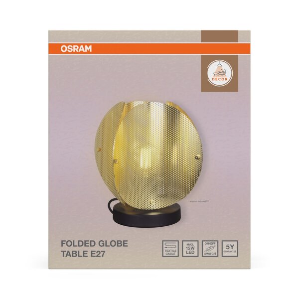 Tischlampe Gold Schwarz Stahl E27 25,5 cm modern OSRAM