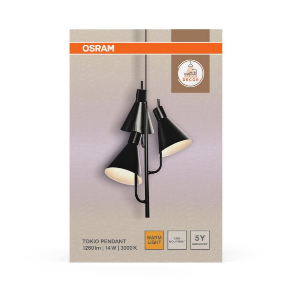 LED Pendelleuchte Schwarz Metall 3000 K Ø31,5 cm OSRAM