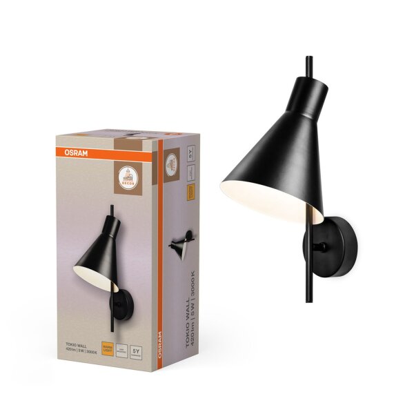 LED Wandleuchte Schwarz Metall 3000 K L:32 cm OSRAM