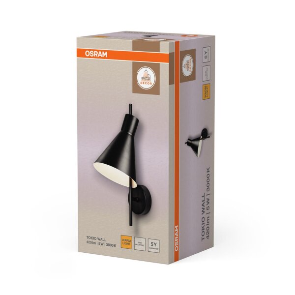 LED Wandleuchte Schwarz Metall 3000 K L:32 cm OSRAM