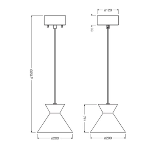 Hängelampe verstellbar Schwarz E27 Ø20 cm OSRAM