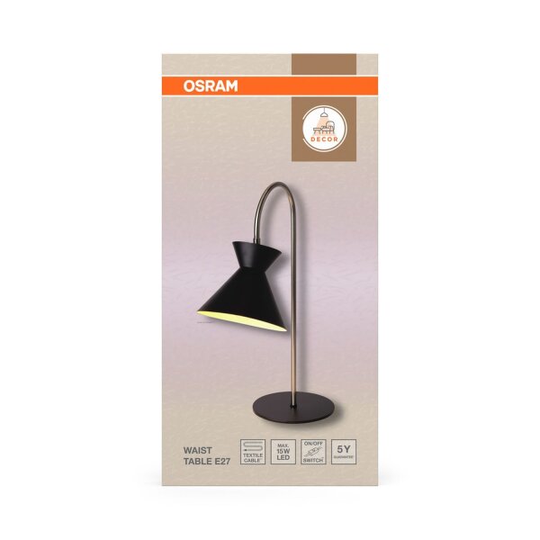 Tischleuchte verstellbar Schwarz Metall E27 OSRAM