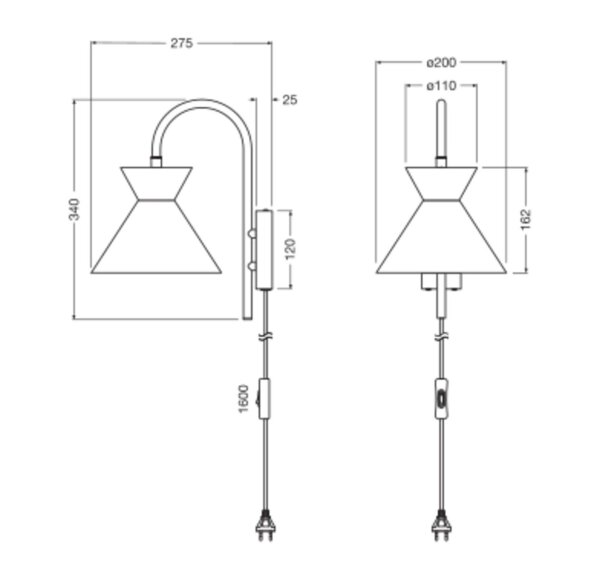 Wandleuchte verstellbar Schwarz Metall E27 OSRAM