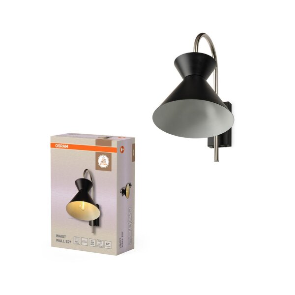 Wandleuchte verstellbar Schwarz Metall E27 OSRAM