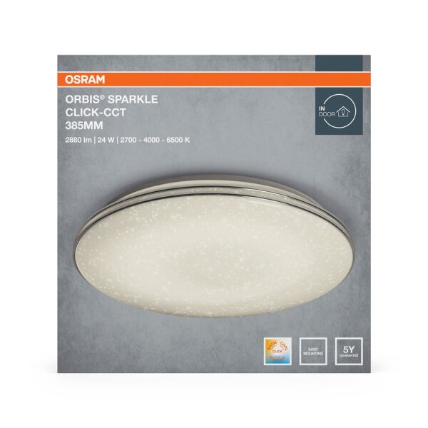LED Deckenleuchte CCT Weiß Alu 2700-6500K Ø40cm OSRAM