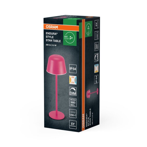 LED Akku Tischleuchte dimmbar Magenta CCT 6000 K OSRAM