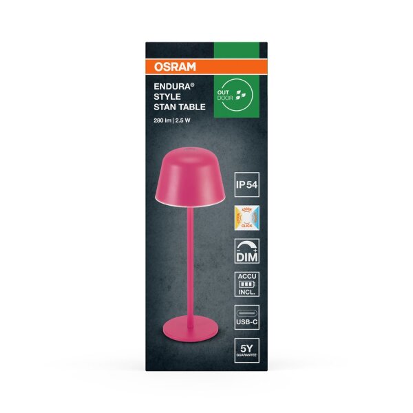 LED Akku Tischleuchte dimmbar Magenta CCT 6000 K OSRAM