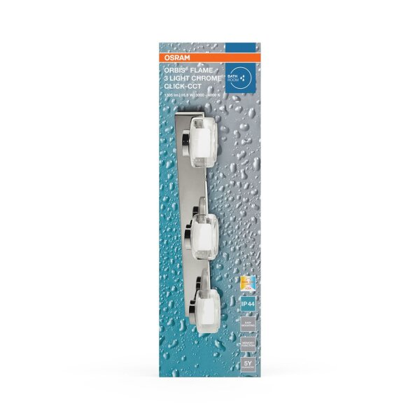 LED Wandlampe Click-CCT Metall Glas Chrom IP44 OSRAM