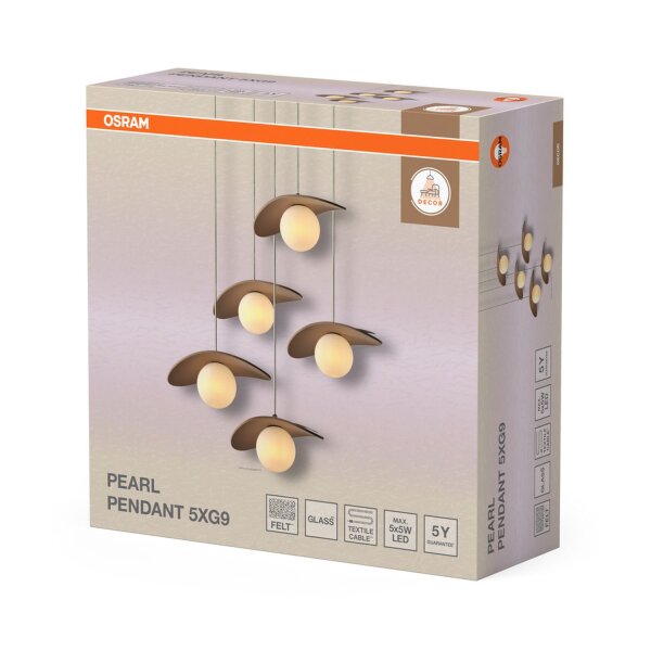 Pendelleuchte Glas Filz Beige G9 Ø50 cm OSRAM