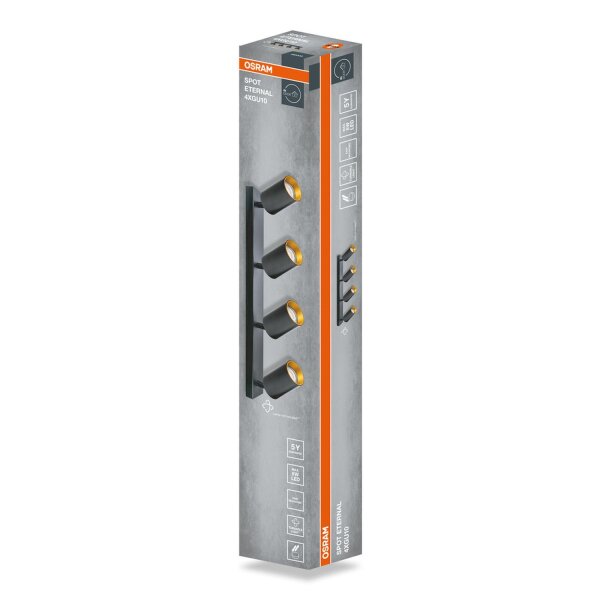 Spot schwenkbar flexibel Metall Schwarz Gold GU10 OSRAM