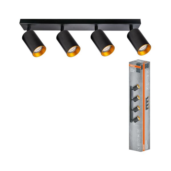 Spot schwenkbar flexibel Metall Schwarz Gold GU10 OSRAM