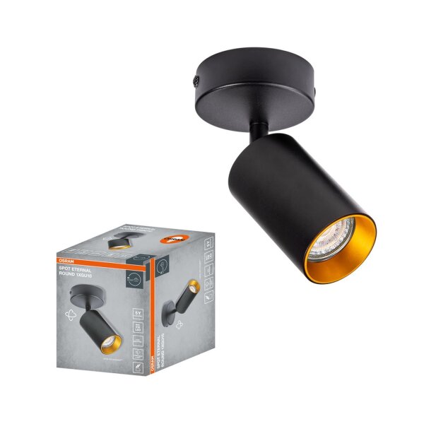 Deckenstrahler Metall Schwarz Gold flexibel GU10 OSRAM