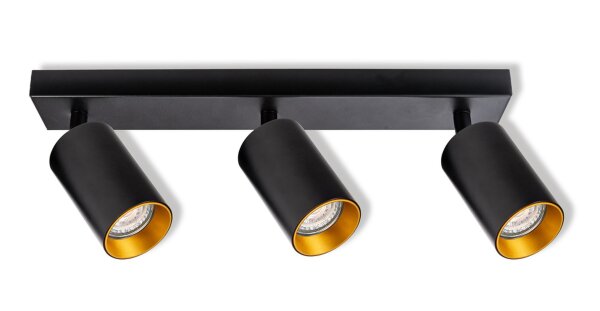 Deckenstrahler schwenkbar Schwarz Gold Metall GU10 37cm