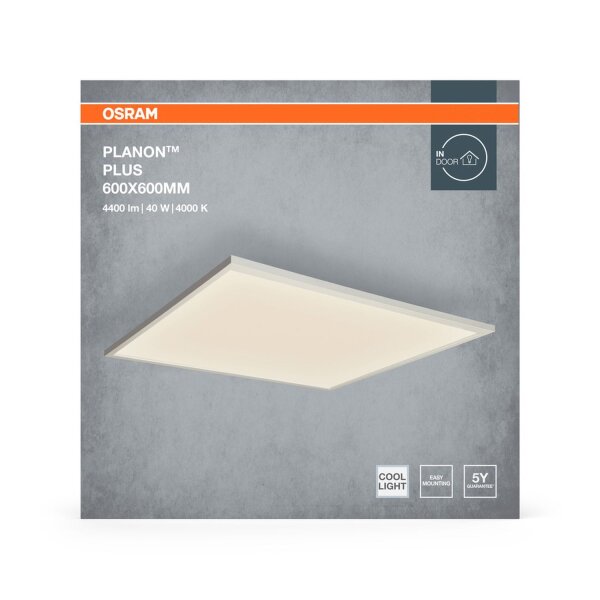 LED Deckenleuchte Weiß Alu 4000 K L:59,5cm eckig OSRAM