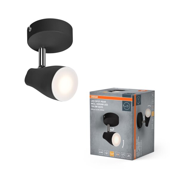 LED Deckenspot schwenkbar Schwarz Metall GU10 OSRAM