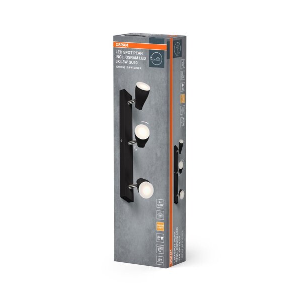 LED Deckenspot schwenkbar Metall Schwarz GU10 OSRAM