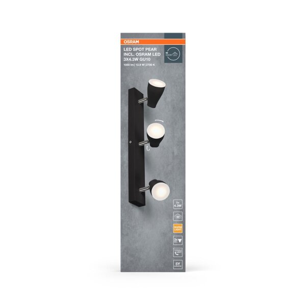 LED Deckenspot schwenkbar Metall Schwarz GU10 OSRAM