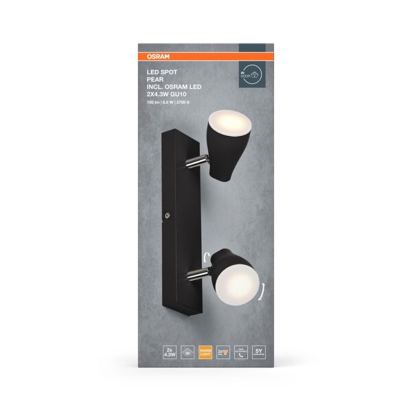 LED Deckenspot Metall Schwarz schwenkbar GU10 OSRAM