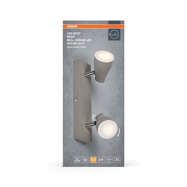 LED Deckenspot schwenkbar Grau Metall GU10 OSRAM