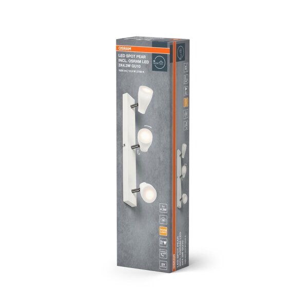 LED Deckenspot schwenkbar Weiß Metall GU10 L:44cm OSRAM