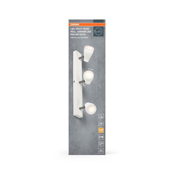 LED Deckenspot schwenkbar Weiß Metall GU10 L:44cm OSRAM