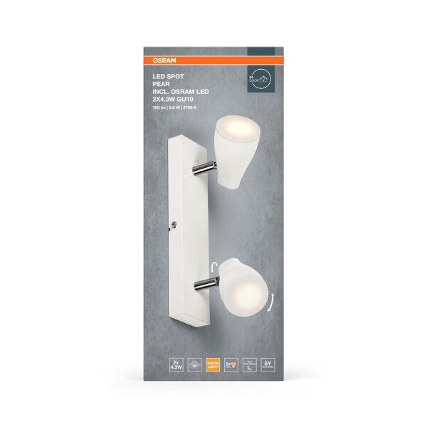 LED Deckenspot schwenkbar Weiß Metall GU10 L:27cm OSRAM