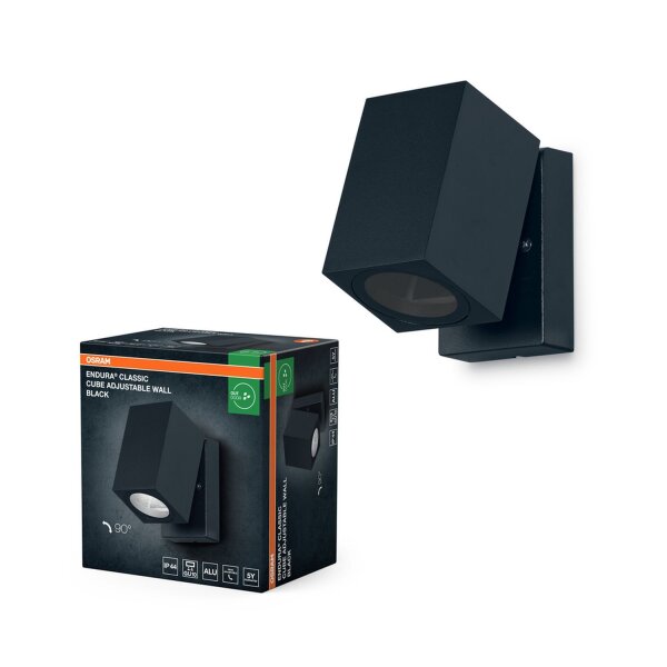 Wandstrahler verstellbar Schwarz Alu IP44 GU10 OSRAM