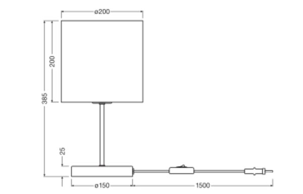 Tischlampe Karton E27 Braun Stahl H:20 cm OSRAM
