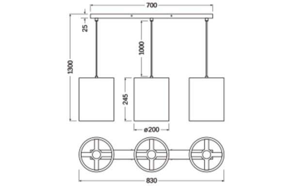 Pendelleuchte Karton Braun 3-flammig E27 L:83 cm OSRAM