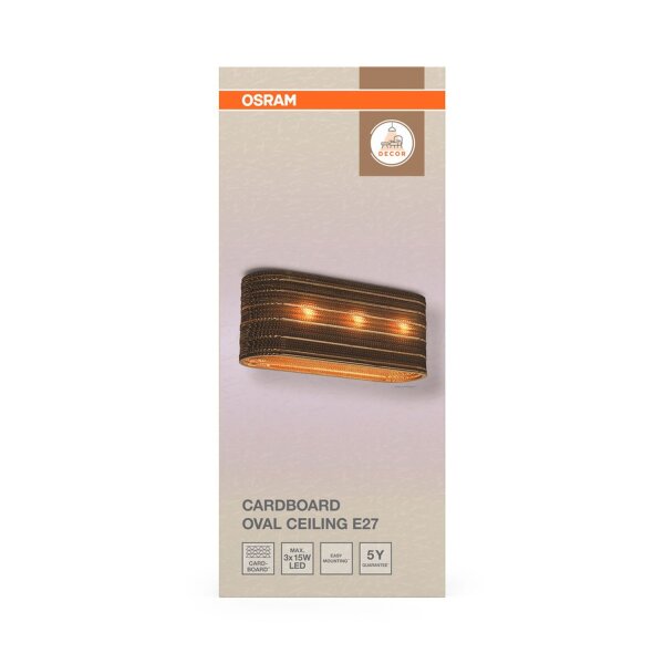 Wandleuchte Karton E27 Braun Stahl L:60 cm OSRAM