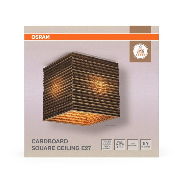 Wandlampe Karton E27 Braun L:26 cm blendarm OSRAM
