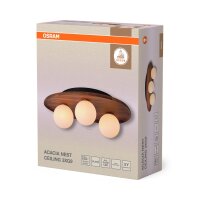 Deckenleuchte Wei&szlig; Glas Holz Metall B:50 cm G9 OSRAM