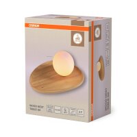 Tischlampe Holz Glas G9 H:32,5 cm modern blendarm OSRAM