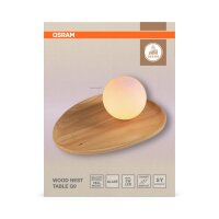 Tischlampe Holz Glas G9 H:32,5 cm modern blendarm OSRAM