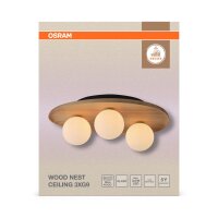 Deckenleuchte Weiß Holz Glas G9 L:50 cm blendarm OSRAM