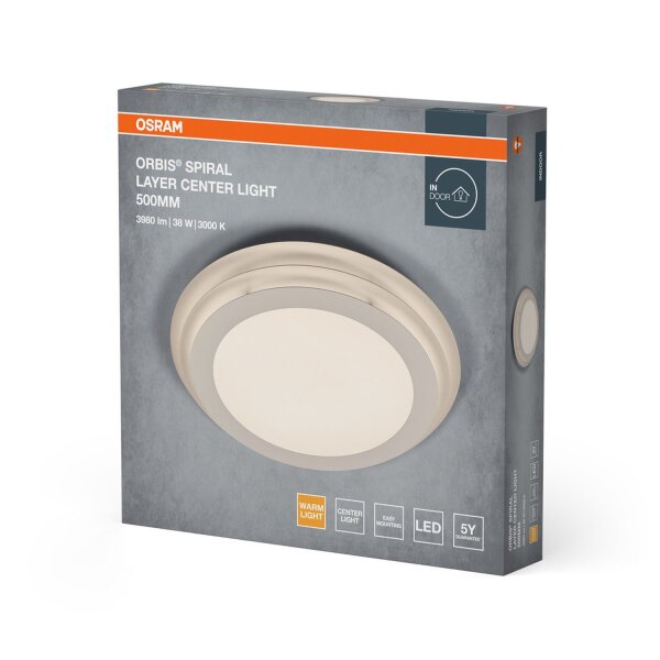 LED Deckenleuchte Weiß Metall 3000K Ø50cm rund OSRAM