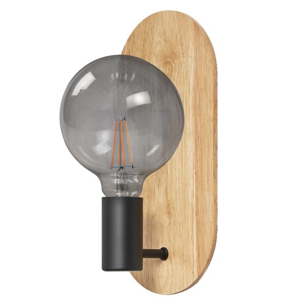 Wandlampe Schwarz Holz E27 H:30 cm modern OSRAM