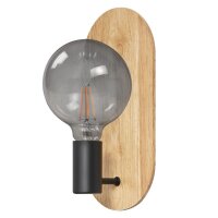 Wandlampe Schwarz Holz E27 H:30 cm modern OSRAM