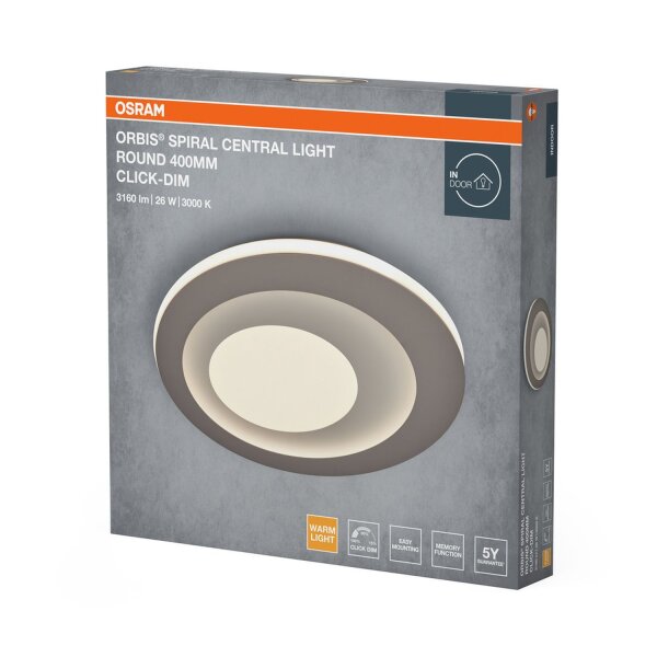 LED Deckenleuchte Grau Metall Click-DIM 3000K OSRAM