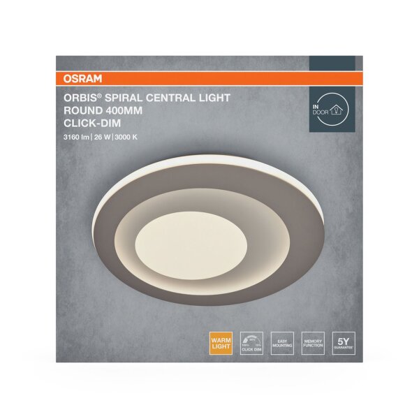LED Deckenleuchte Grau Metall Click-DIM 3000K OSRAM