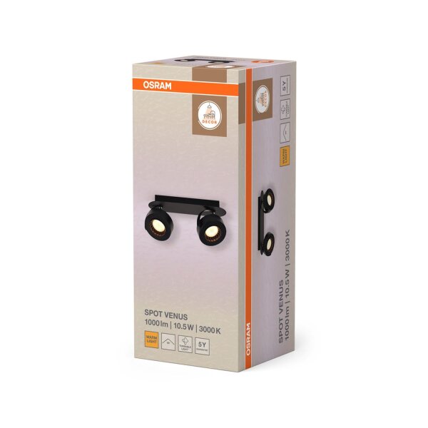 LED Deckenstrahler verstellbar 3000 K Schwarz OSRAM