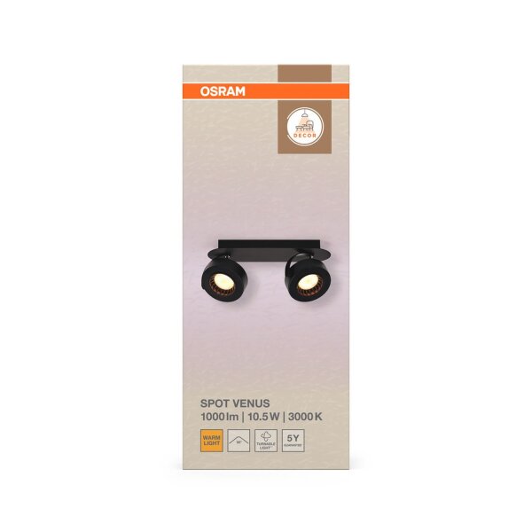 LED Deckenstrahler verstellbar 3000 K Schwarz OSRAM