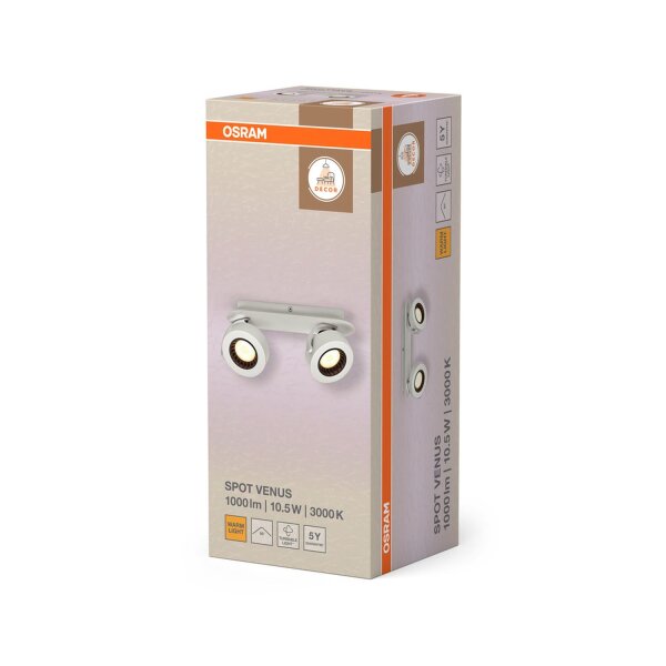 LED Deckenstrahler schwenkbar Weiß Metall 3000 K OSRAM