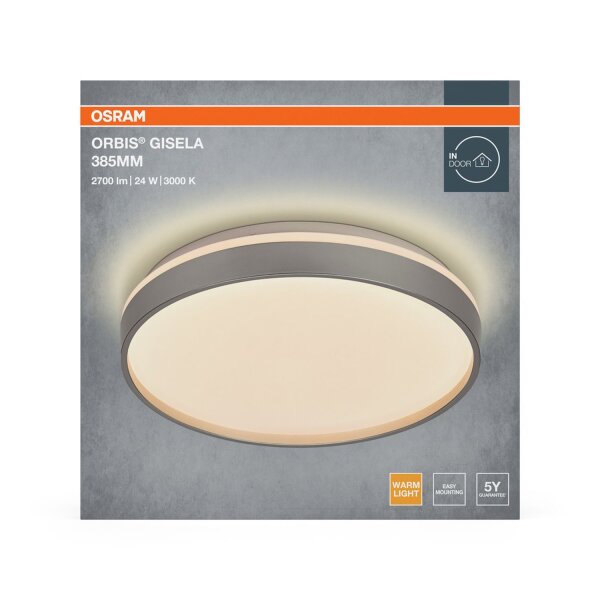 LED Deckenlampe Silber Metall 3000K rund Ø38,5cm OSRAM